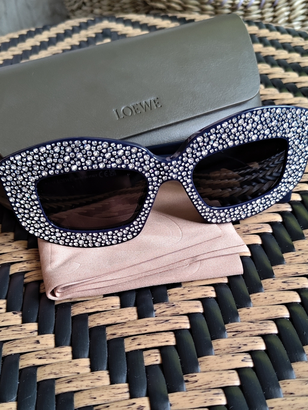 Loewe Anagram Starry Night 49MM Rectangular Sunglasses - Navy Blue Smoke